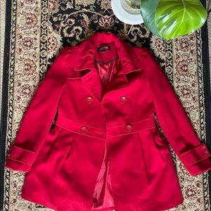 Cherry Red Pea Coat - Size M/M